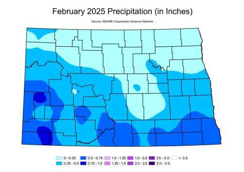 This is a precipitation map from 02 of 2025