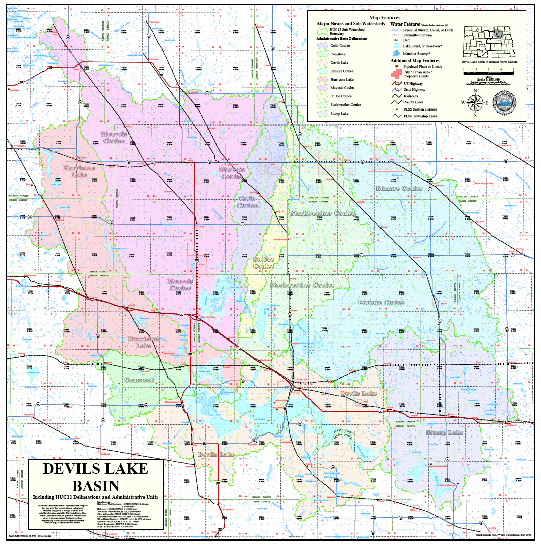 Devils Lake Watershed Basin Base Map